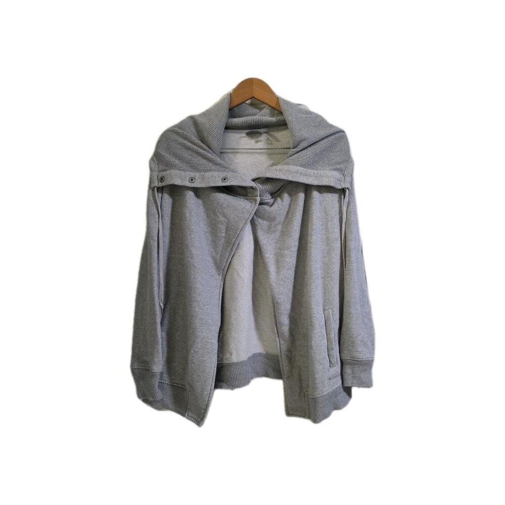 ATHLETA HEATHER GRAY LONG SLEEVE WRAPPER'S DELIGHT WRAP JACKET CARDIGAN Sz S